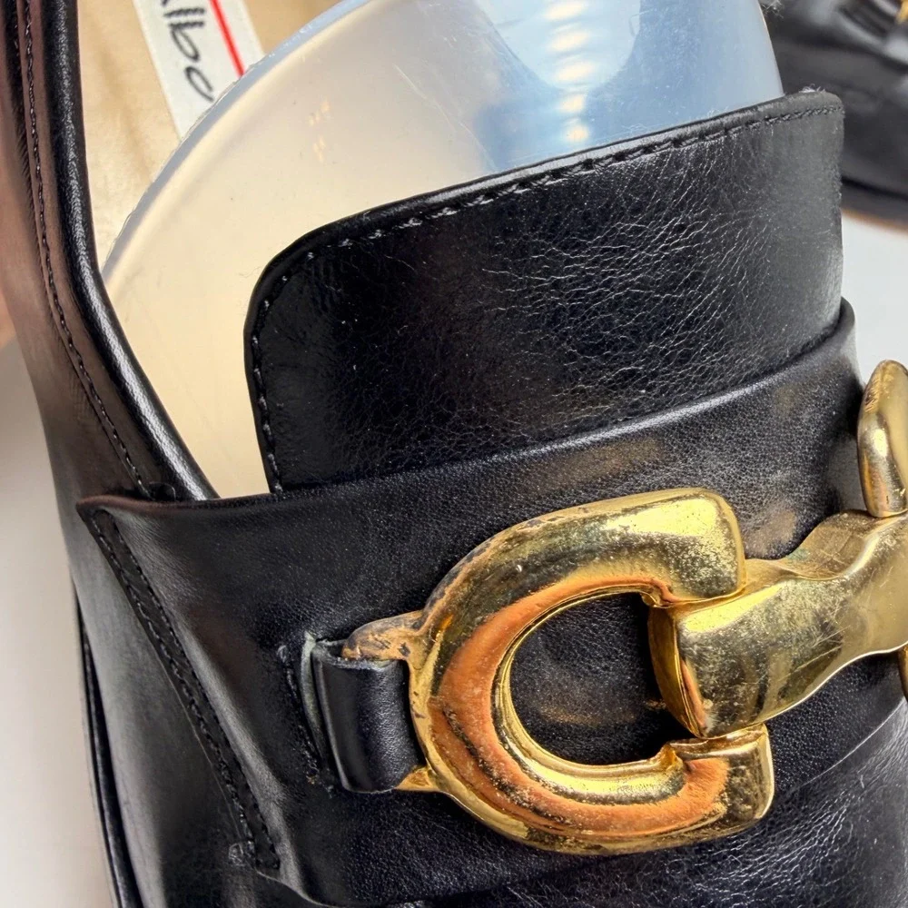 Vintage 90s Talbots Italy Horsebit Loafers Black Leather 8N